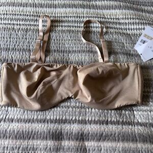 Beige Strapless Minimizer Bra 38C